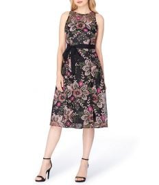 Tahari ASL Mesh Embroidered Midi Dress at Dillards